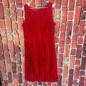 Danny and Nicole Red Lace Pleated Dress 22W new with tags